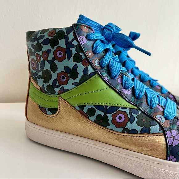 Coach Pointed Toe Floral Hightop Sneakers Size 7 - Picture 7 of 13